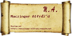 Maczinger Alfréd névjegykártya